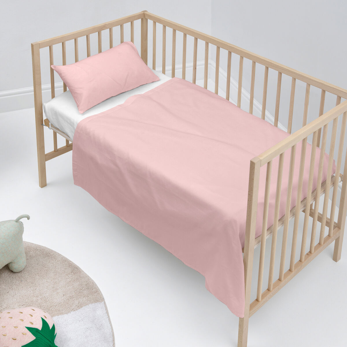 Cot Bedding Set HappyFriday BASIC KIDS Light Pink